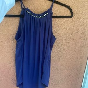 Navy blue high neck blouse